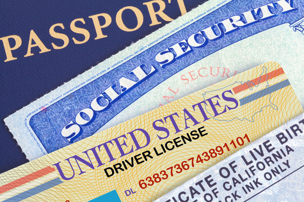 United States proof of ID, passport, social security, drivers license, birth certificate