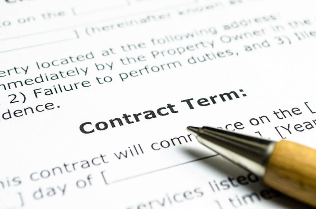 contract term document with pen